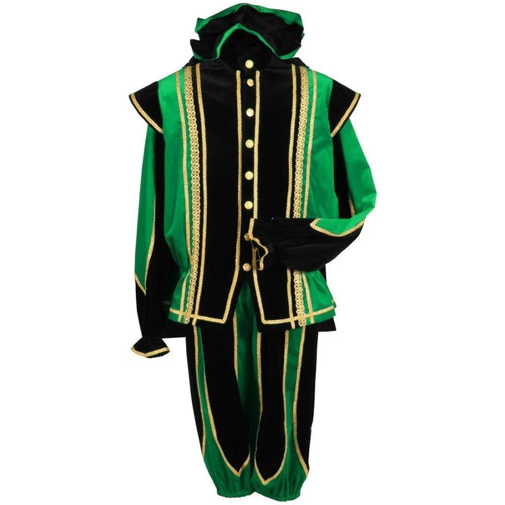 Black Peter Cosplay Costume for Men - Traditional Tudor Velvet Festival Outfit with Ball Gown - Coscosmos