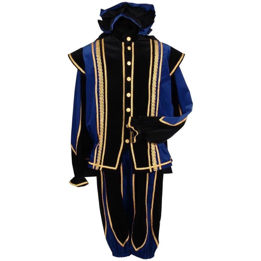 Black Peter Cosplay Costume for Men - Traditional Tudor Velvet Festival Outfit with Ball Gown - Coscosmos