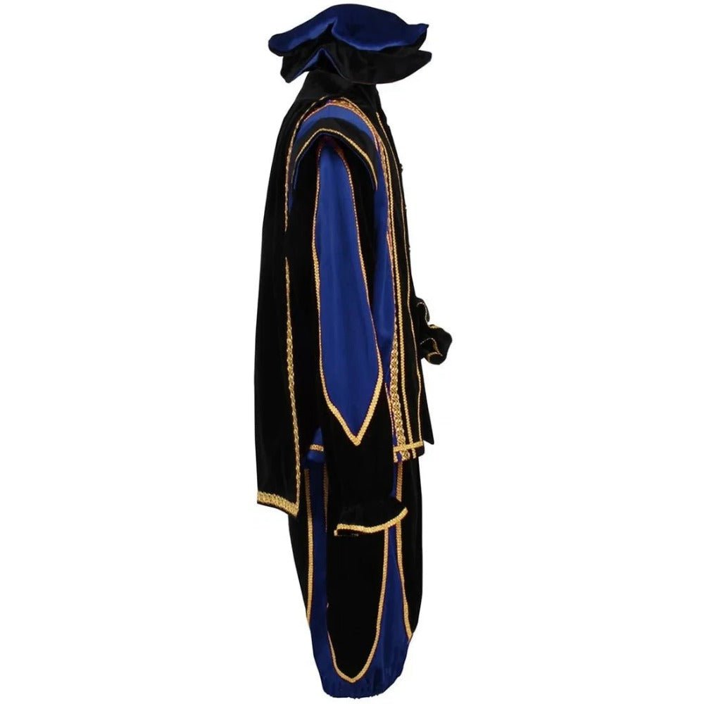 Black Peter Cosplay Costume for Men - Traditional Tudor Velvet Festival Outfit with Ball Gown - Coscosmos