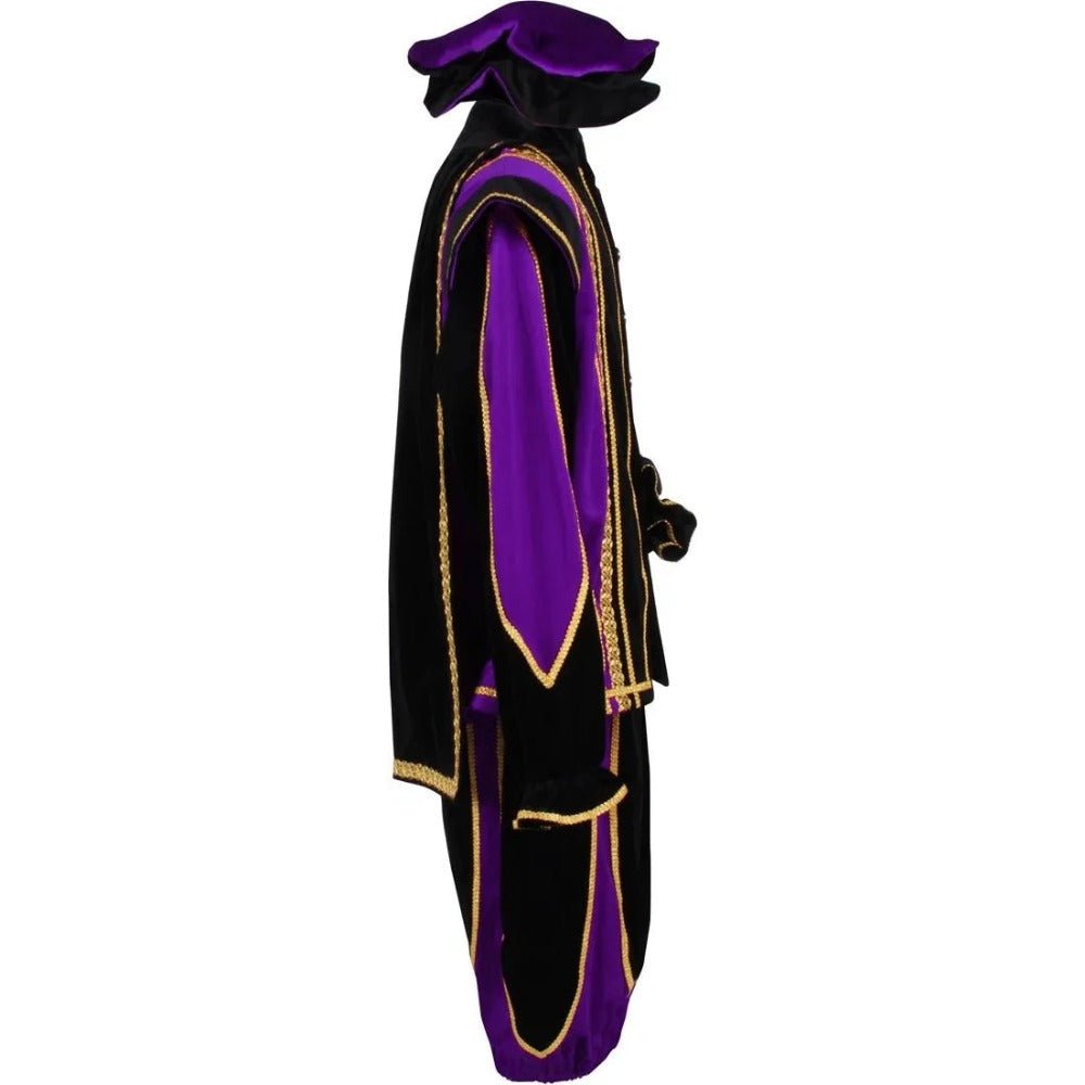 Black Peter Cosplay Costume for Men - Traditional Tudor Velvet Festival Outfit with Ball Gown - Coscosmos