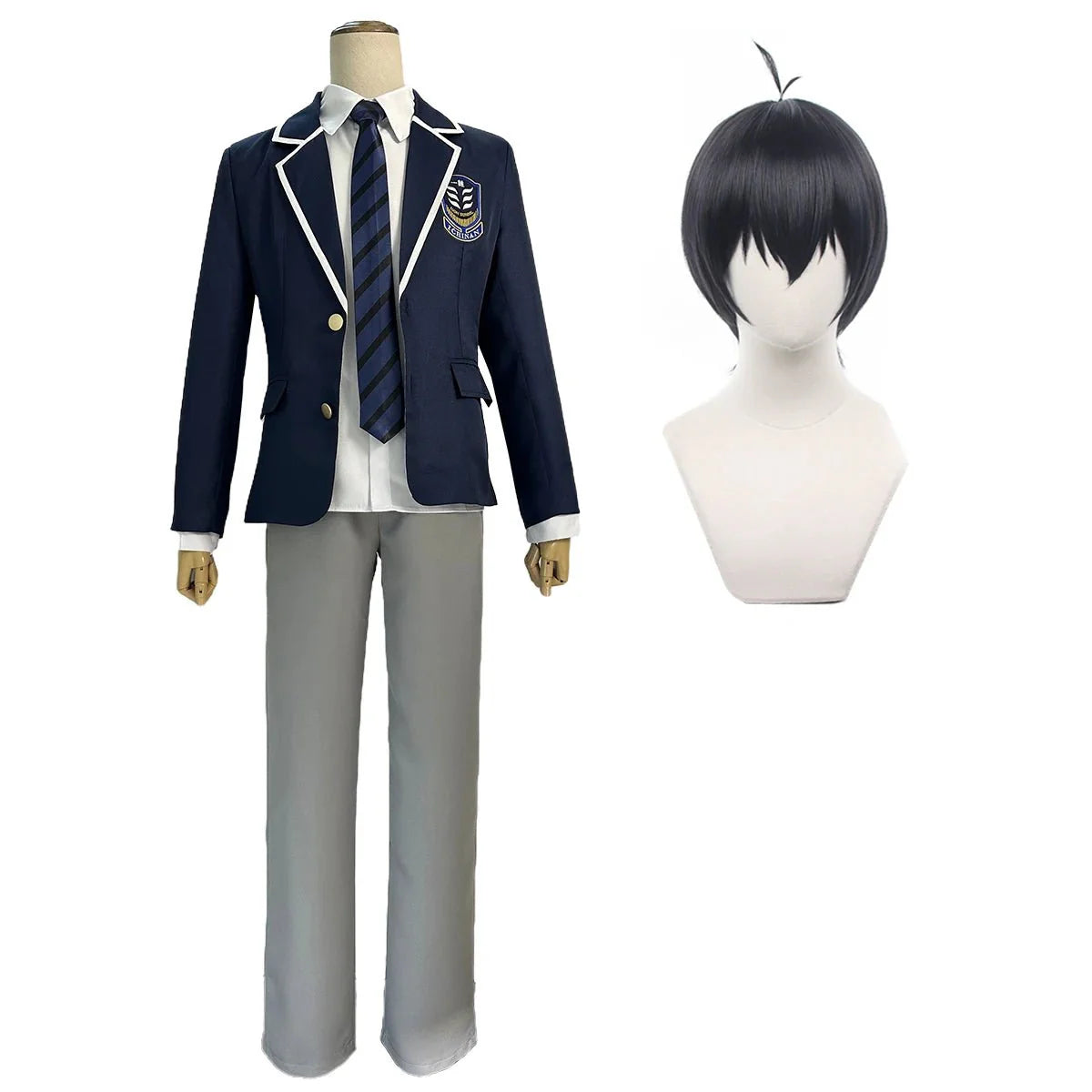 Blue Lock Anime Cosplay Costume Wig Isagi ICHINAN High School Uniform DK Embroidery Logo Suit Rose Net Sythetic Fibers - Coscosmos