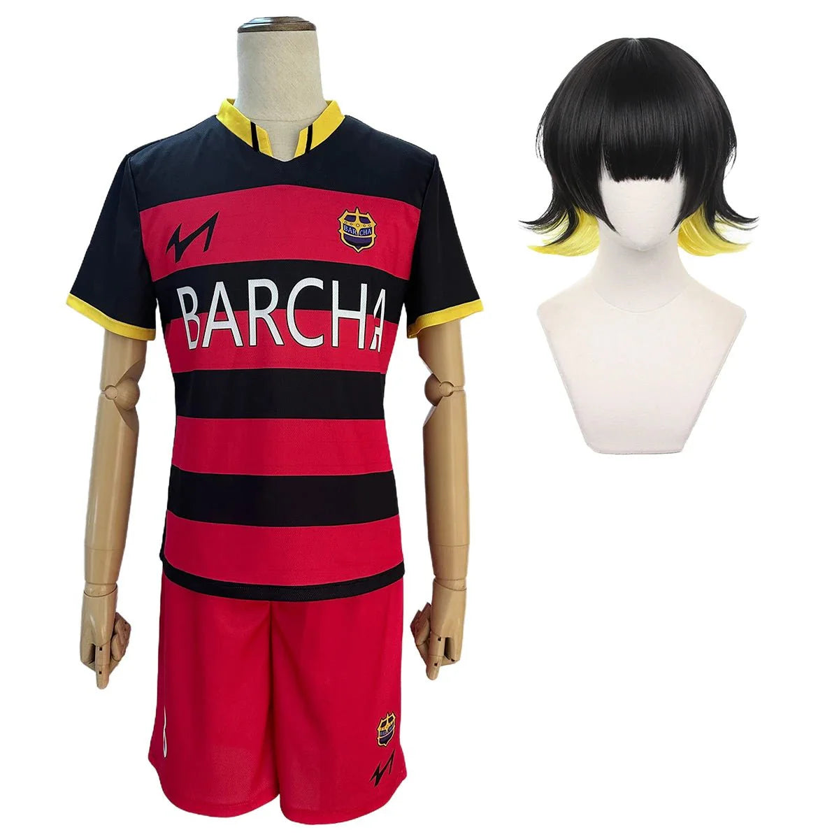 Halloweez Blue Lock Anime FC Barcha Bachira Otoya Cosplay Costume Wig Football Uniform Halloween 3PCS Set - Halloweez
