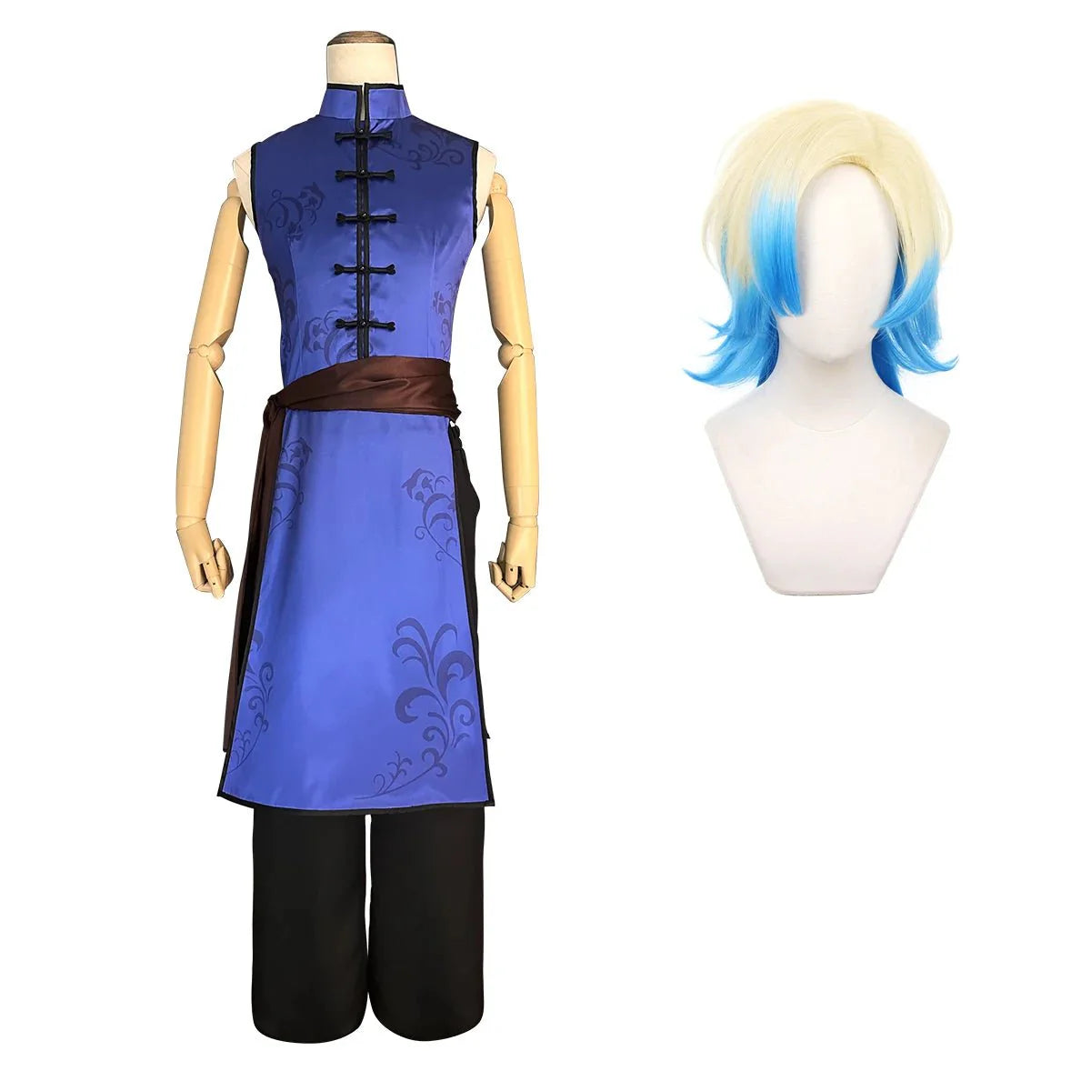 Stylish Blue Lock Anime Kaiser Cosplay Costume from Halloweez - Kung Fu Tang Suit with Wig - Halloweez