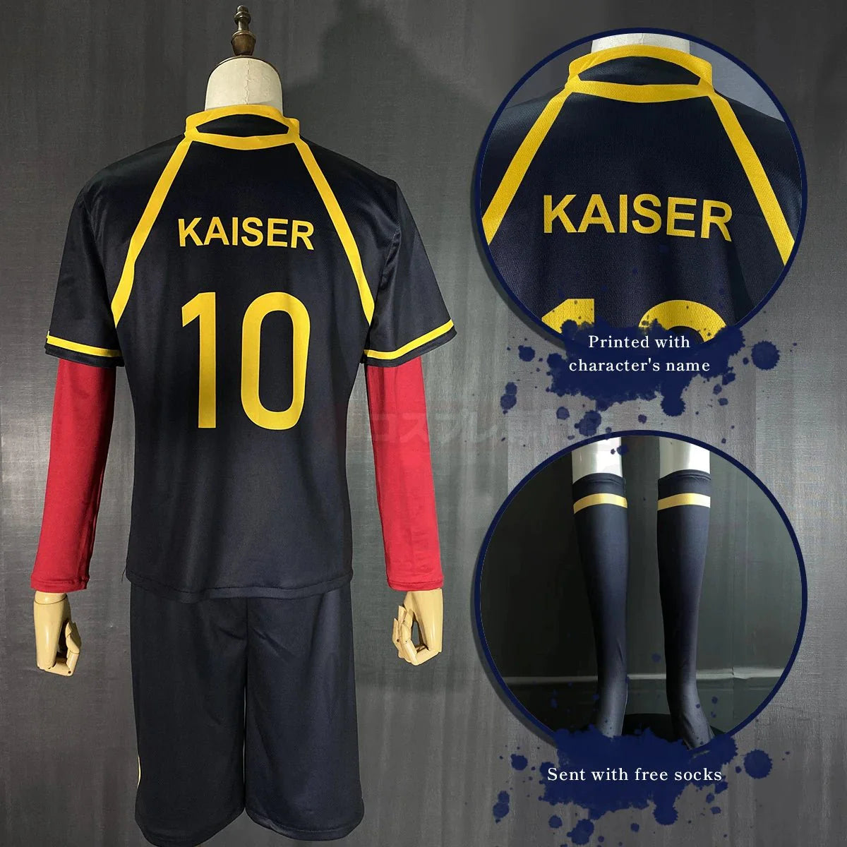 Blue Lock Anime Kaiser Ness Isagi Kurona Hiori Cosplay Costume Wig Jersey Bastard Munchen Embroidery Football Uniform - Coscosmos