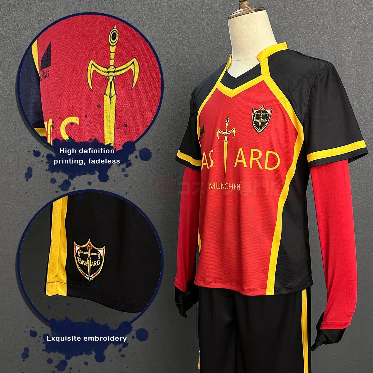 Blue Lock Anime Kunigami Rensuke Cosplay Costume Wig Jersey Bastard Munchen NO.50 Embroidery Football Uniform - Coscosmos