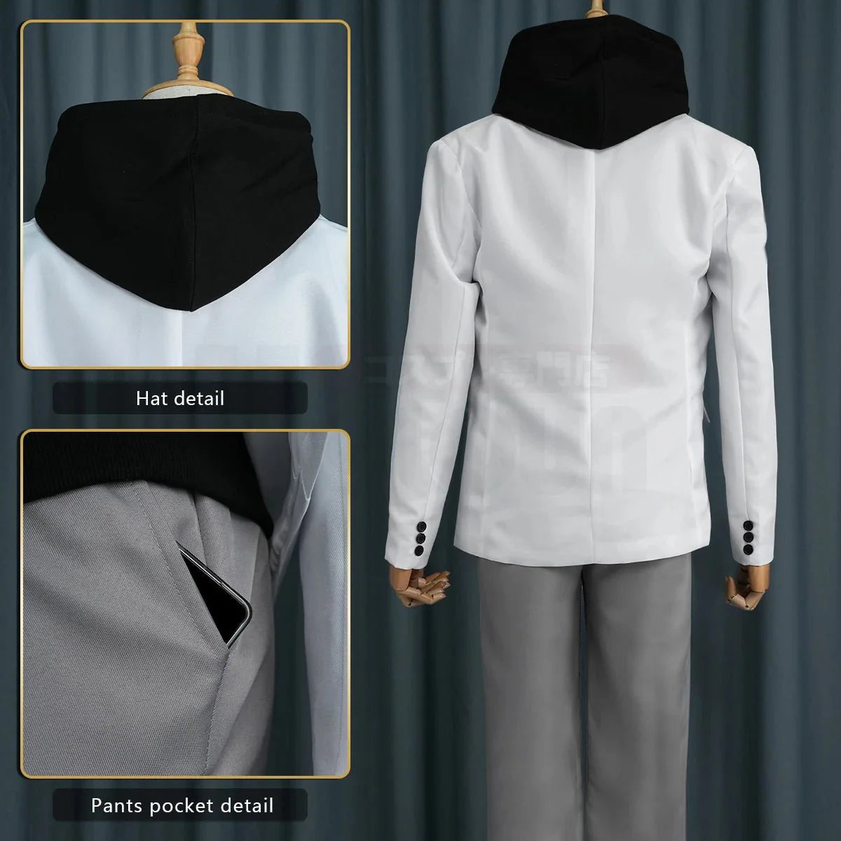 Stylish Blue Lock Anime Nagi Cosplay Costume with Black Hoodie, DK Uniform, and Synthetic Fibers - Halloweez