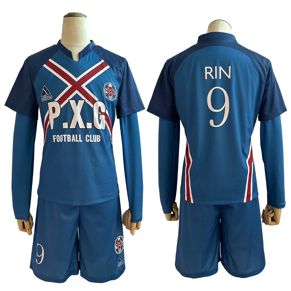Stylish Blue Lock Anime Cosplay Costume - Rin Itoshi, Shidou Ryusei, Charles Karasu P.X.G Jersey with Wig - Halloweez