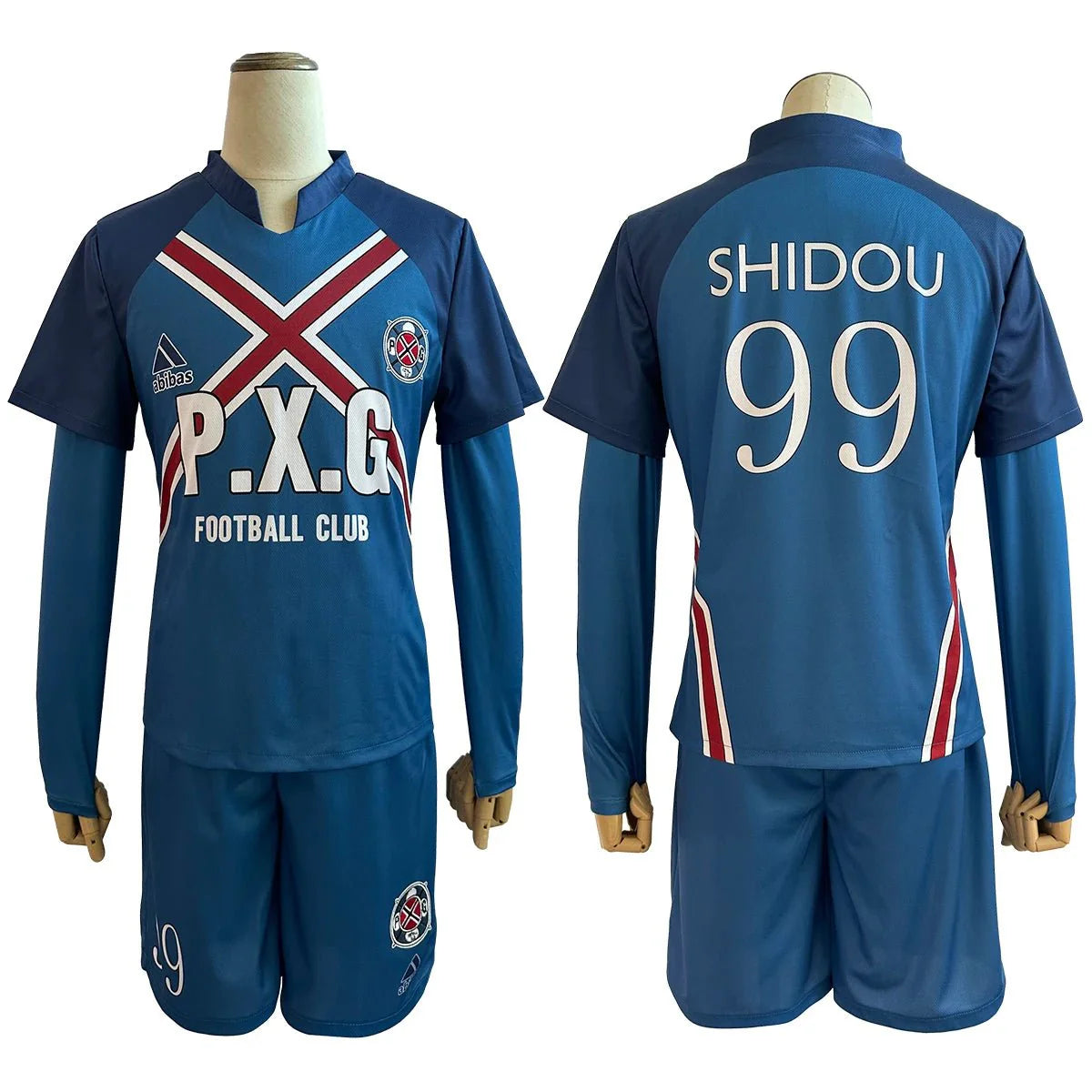 Stylish Blue Lock Anime Cosplay Costume - Rin Itoshi, Shidou Ryusei, Charles Karasu P.X.G Jersey with Wig - Halloweez