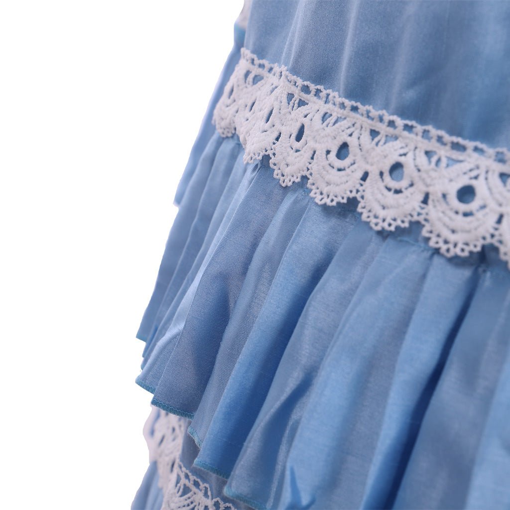 Blue Victorian Bustle Dress with Lace Details | Perfect for Cosplay, 19th Century Fashion & Themed Balls - Coscosmos