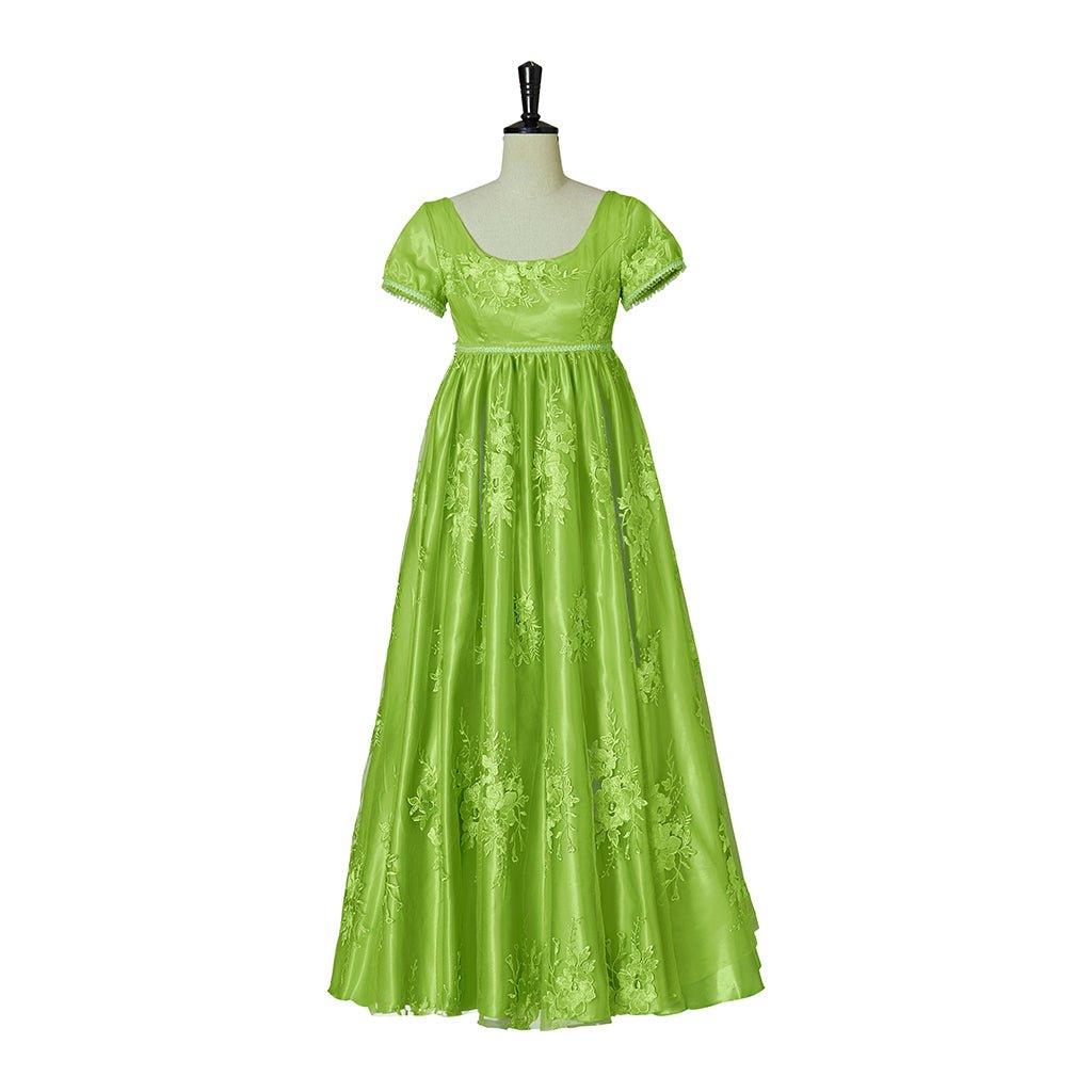 Bridgerton Cosplay Costume Green Empire Gown - Embrace Regency Elegance - Coscosmos