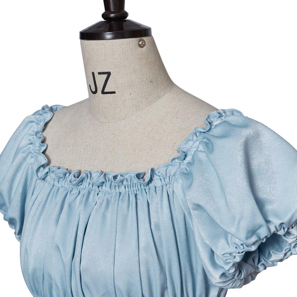 Halloweez Cosplay Costume - Elegant Light Blue Silky Empire Waist Regency Gown - Halloweez