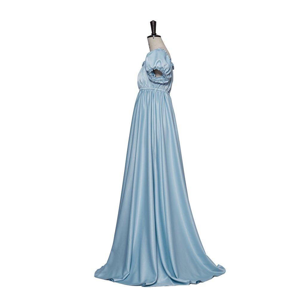 Halloweez Cosplay Costume - Elegant Light Blue Silky Empire Waist Regency Gown - Halloweez