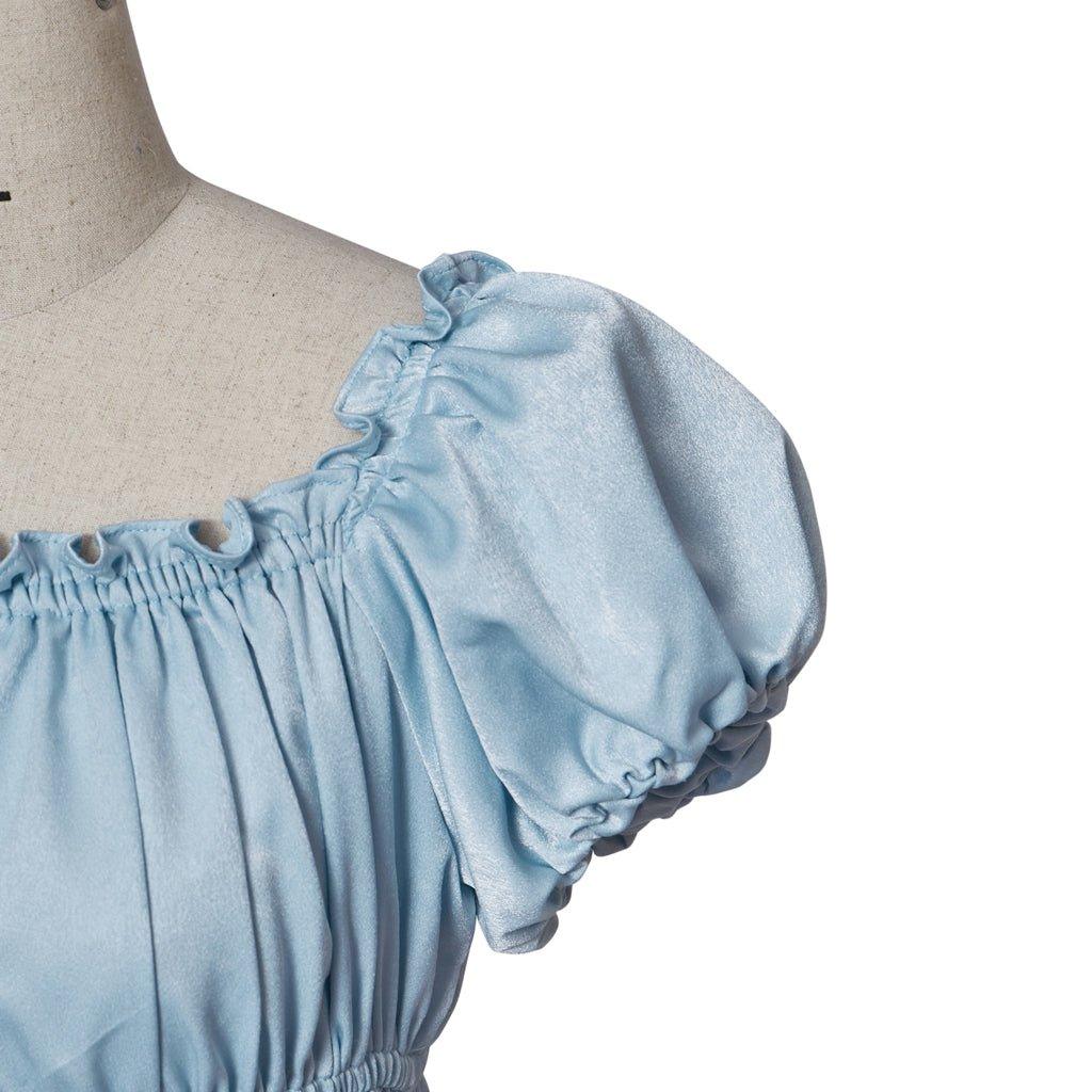 Halloweez Cosplay Costume - Elegant Light Blue Silky Empire Waist Regency Gown - Halloweez