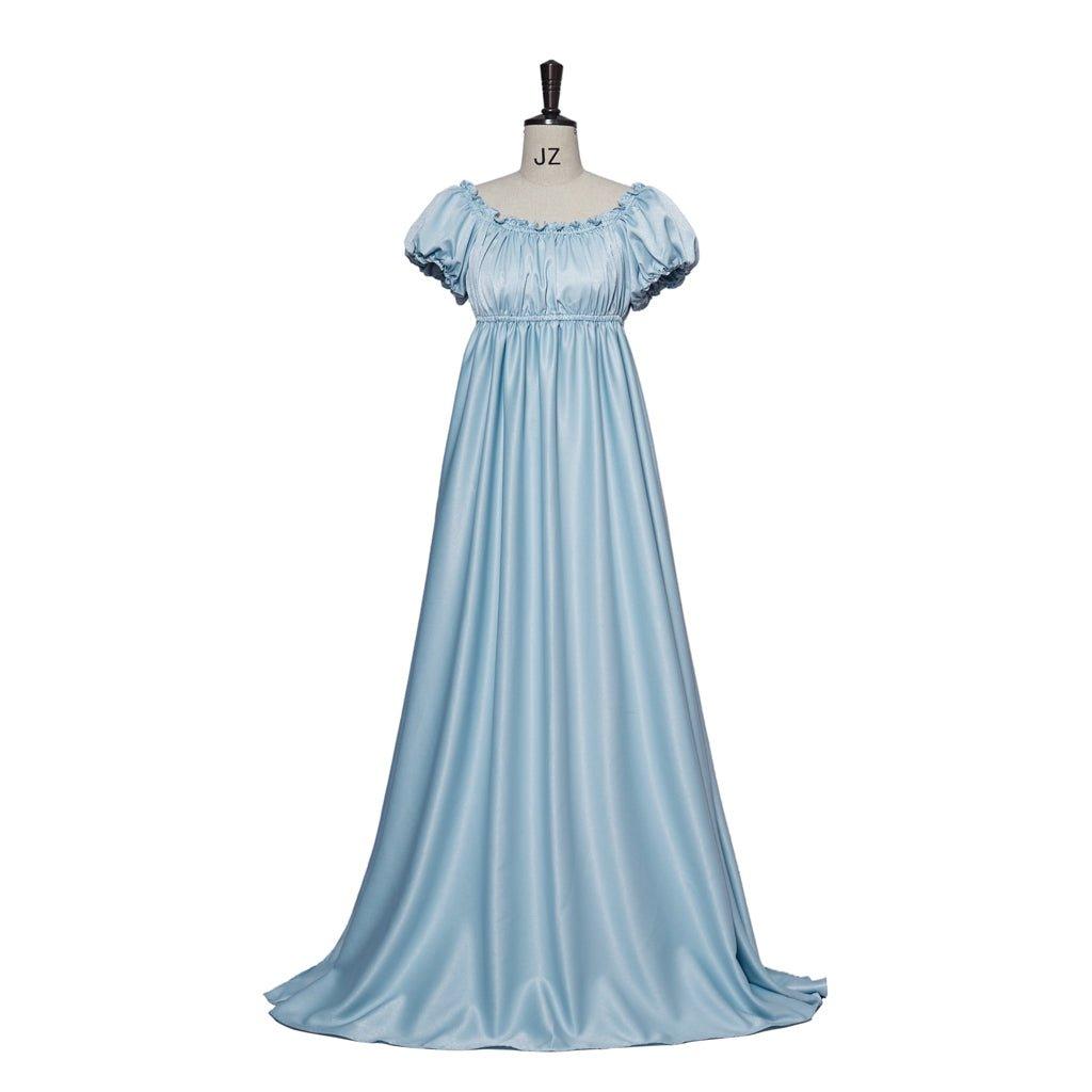 Halloweez Cosplay Costume - Elegant Light Blue Silky Empire Waist Regency Gown - Halloweez