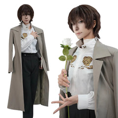 Bungo Anime Dazai Osamu Cosplay Costume Wig 10th Anniversary Lining Coat Pants Shirt Daily Wear Halloween Christmas Gift - Coscosmos