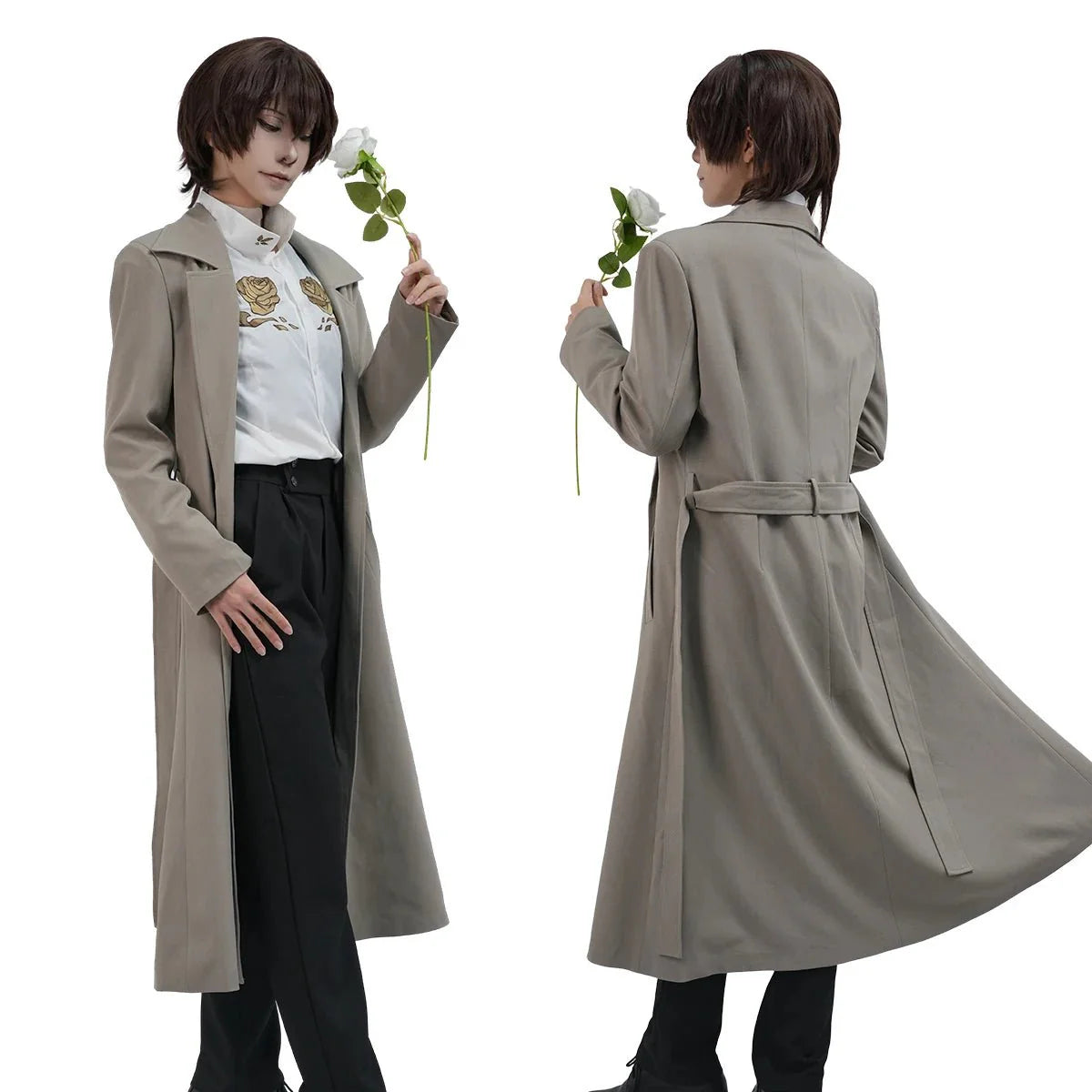 Bungo Anime Dazai Osamu Cosplay Costume Wig 10th Anniversary Lining Coat Pants Shirt Daily Wear Halloween Christmas Gift - Coscosmos