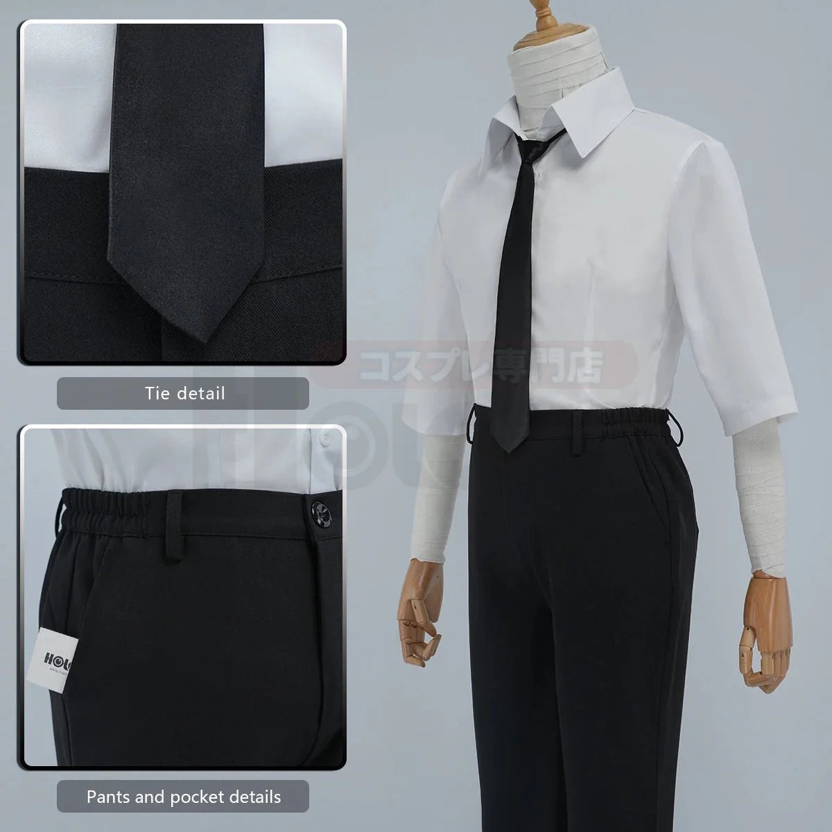 Bungo Anime Dazai Osamu Cosplay Costume Wig Black Lining Coat Elastic Pants Shirt Tie Daily Wearing Halloween Christmas - Coscosmos