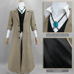 Halloweez Dazai Osamu Cosplay Costume with Wig, Coat, Pants, and Pendant for Stylish Daily Wear - Halloweez