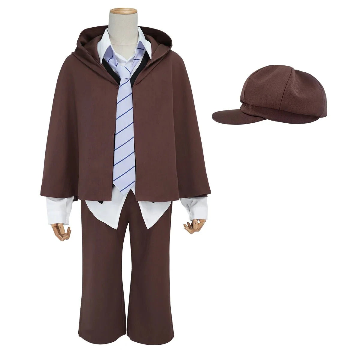 Halloweez Anime Edogawa Rampo Cosplay Costume Set with Cape, Elastic Pants, Shirt, Vest, Tie, and Hat - Halloweez