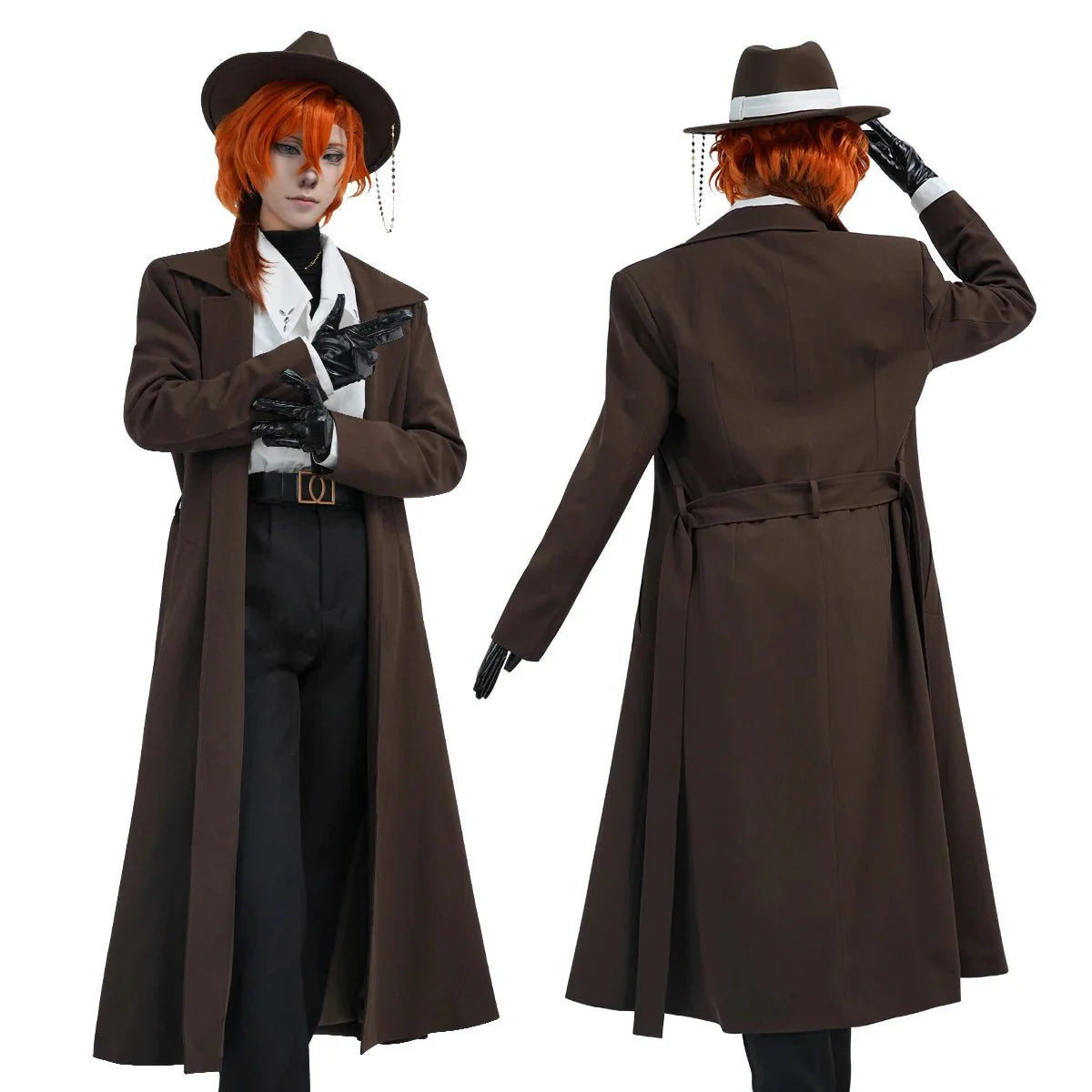 Bungo Anime Nakahara Chuuya Cosplay Costume Wig 10th Anniversary Lining Coat Pants Shirt Hat Gloves Daily Wear Halloween - Coscosmos