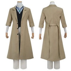 Bungo BSD Anime Dazai Osamu Cosplay Costume Wig Oversized Lining Coat Elastic Pants Vest Shirt Pendant Daily Wear Latest - Coscosmos