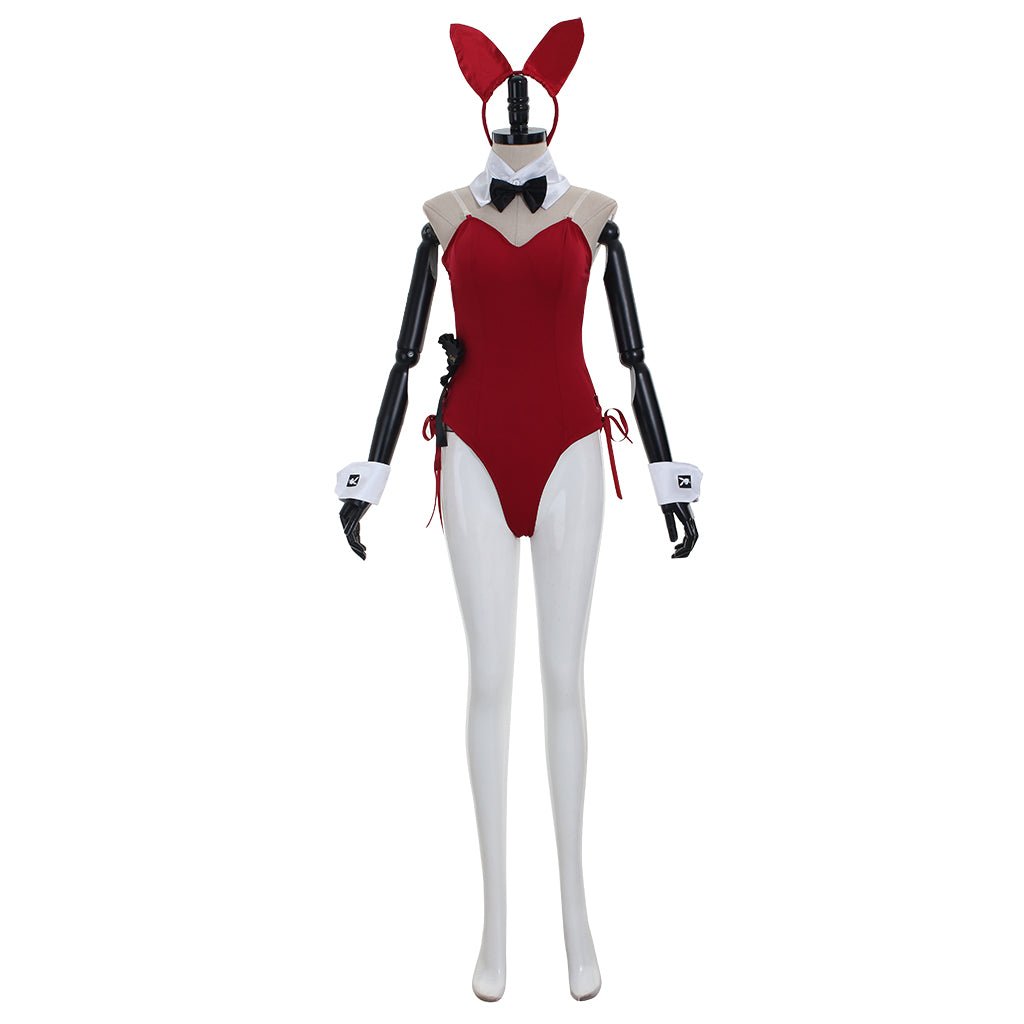 Halloweez Red Sexy Bunny Girl Jumpsuit with Ear Headband - Perfect for Cosplay and Parties - Halloweez