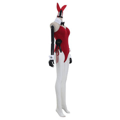 Halloweez Red Sexy Bunny Girl Jumpsuit with Ear Headband - Perfect for Cosplay and Parties - Halloweez