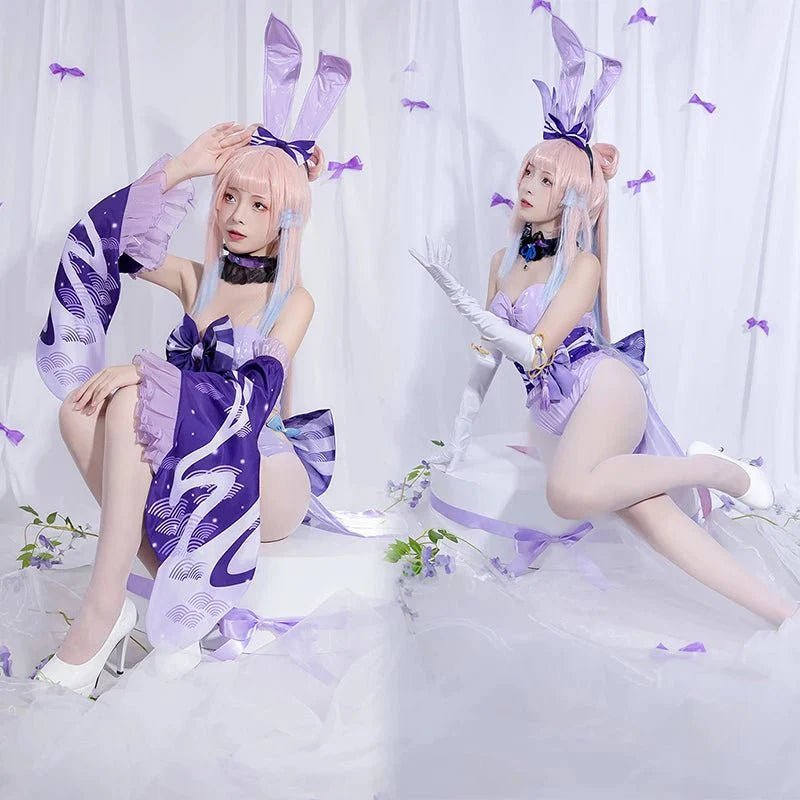 Halloweez Kokomi Cosplay Costume - Genshin Impact Sexy Bunny Jumpsuit Style A & B - Halloweez