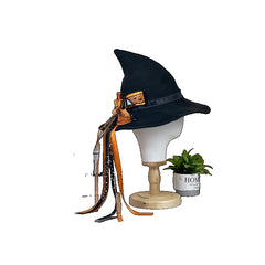 Halloween Bow Pumpkin Decoration Cotton Gauze Witch Hat Wide Brim Halloween Witch Hat Head Accessories - Halloweez
