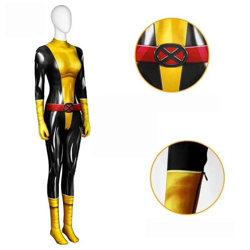 Marvel X-Men Shadowcat Comic Version Jumpsuit, Kitty Pryde Female Cosplay Tight Bodysuit, Halloween Carnival Comic-Con Costume - Halloweez