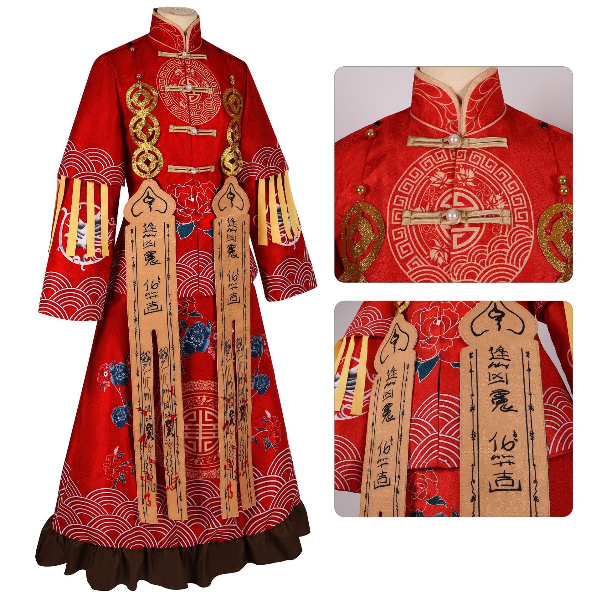 Fifth Personality cos Paper Bride Linkage 2D Anime Costume Halloween Ghost Bride Cosplay Costume Full Set - Halloweez