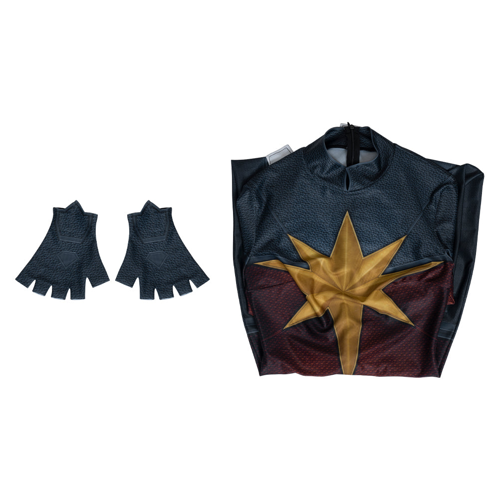 Captain Marvel 2 Carol Danvers Cosplay Costume, Movie Superhero Tight Jumpsuit, Full Set Captain Marvel Team Uniform Outfit for Women - Halloweez