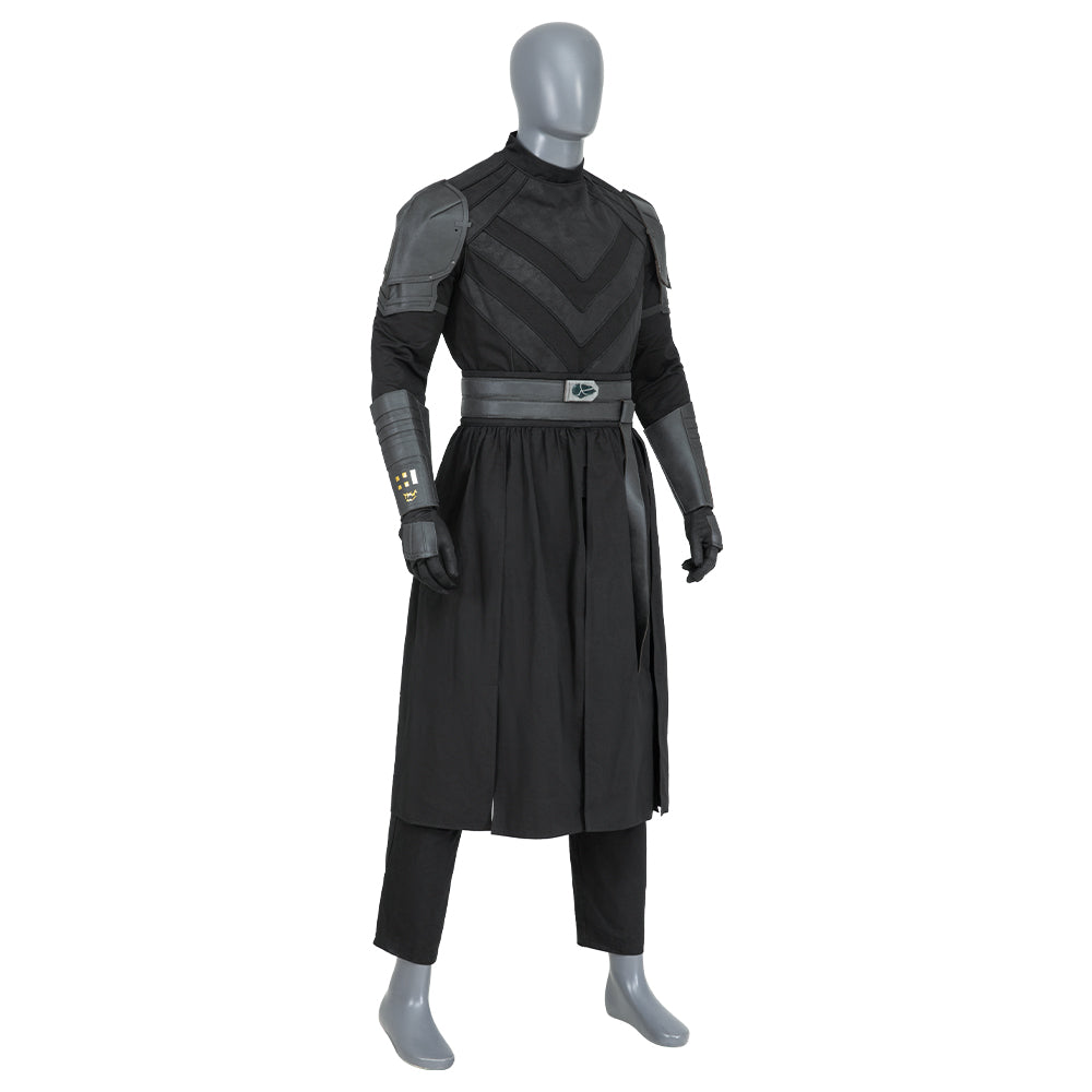 Conjunto de armadura de caballero de élite para cosplay de Jedi Skoll de Halloween para hombre: uniforme de batalla negro con capa con capucha