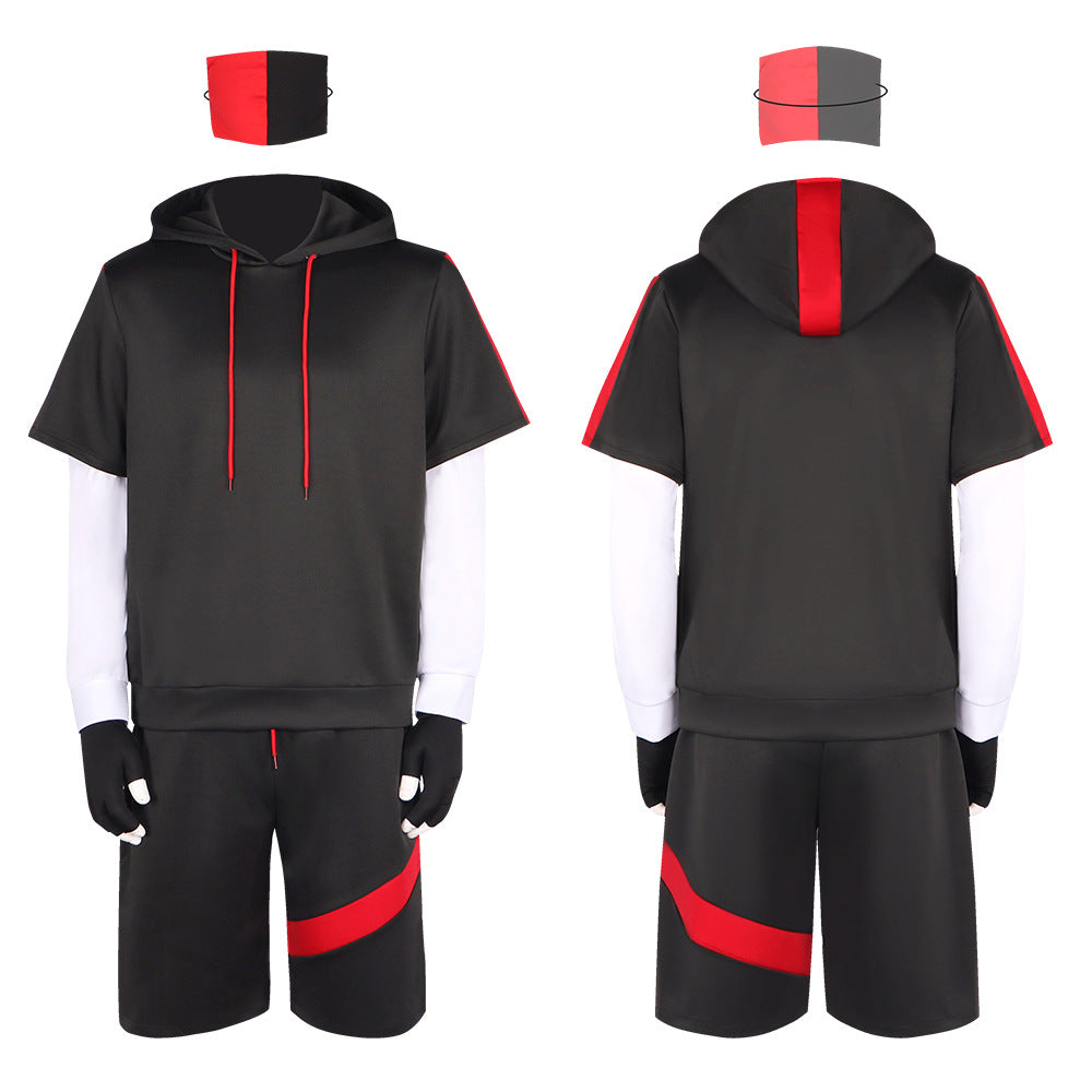 Ikonik Costume Game Cosplay Patchwork Short Sleeve Hoodie Halloween Performance Outfit - Halloweez