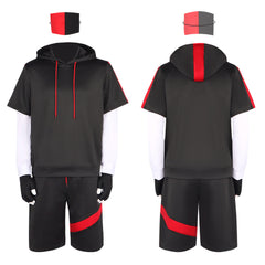 Ikonik Costume Game Cosplay Patchwork Short Sleeve Hoodie Halloween Performance Outfit - Halloweez