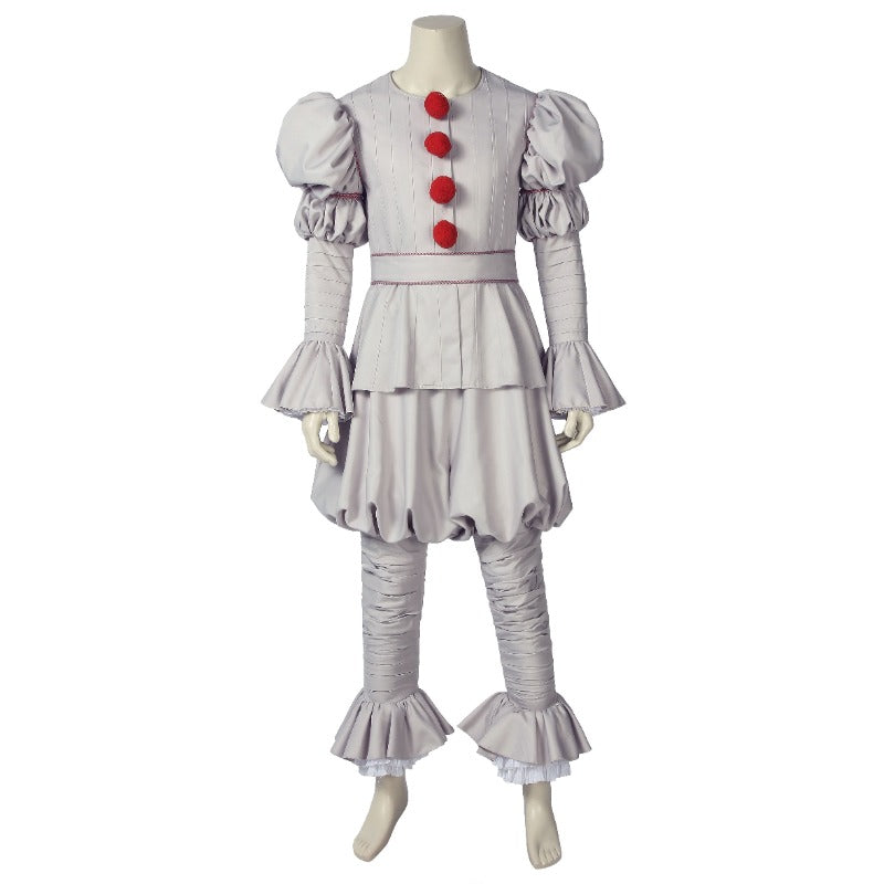 Halloweez Dancing Clown Joker Cosplay Costume with White Scarf and Accessories - Perfect Halloween Outfit