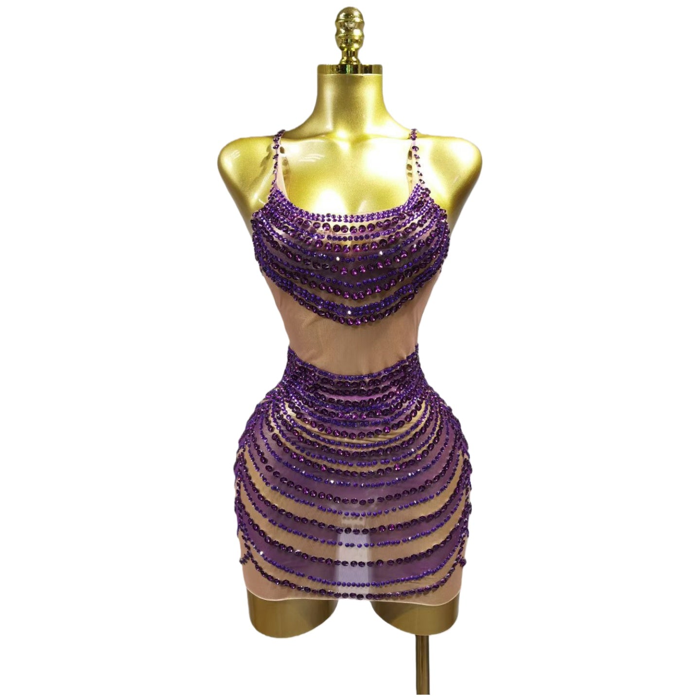 Diamond Gogo Dress Blue Cosplay Costume for Women - Sparkling Party Clubwear with Bodycon Fit for Birthday Stage Performance - Halloweez