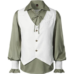 Medieval Pirate Victorian Steampunk Gothic Long Sleeve Vest Shirt Halloween Costume - Halloweez