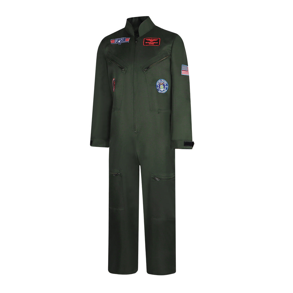 Halloween Top Gun Pilot Costume Cosplay Jumpsuit for Bar Party Sports Performance - Halloweez