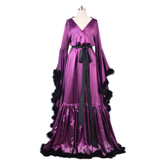 Pijama elegante de estilo medieval para damas: bata nupcial larga estilo boudoir de estilo vintage de Halloweez