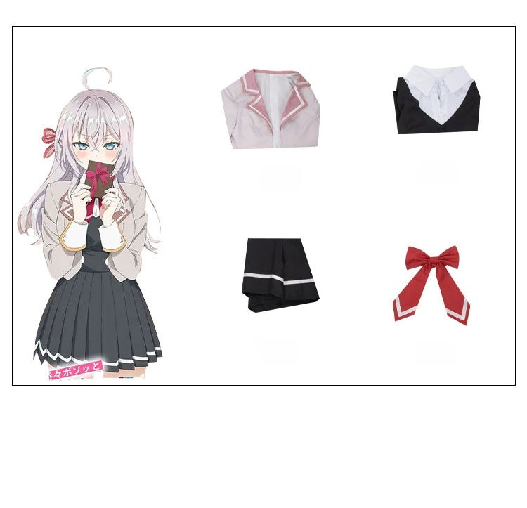 Occasionally Whispering in Russian to Hide Embarrassment, the Neighboring Seat Alisa-san Cosplay Costume, 2D Anime Cosplay Costume - Halloweez