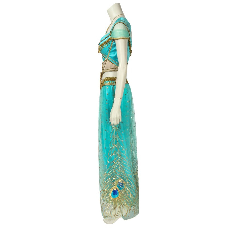 Halloweez Peacock Dress - Adult Princess Jasmine Cosplay Costume Inspired by Aladdin