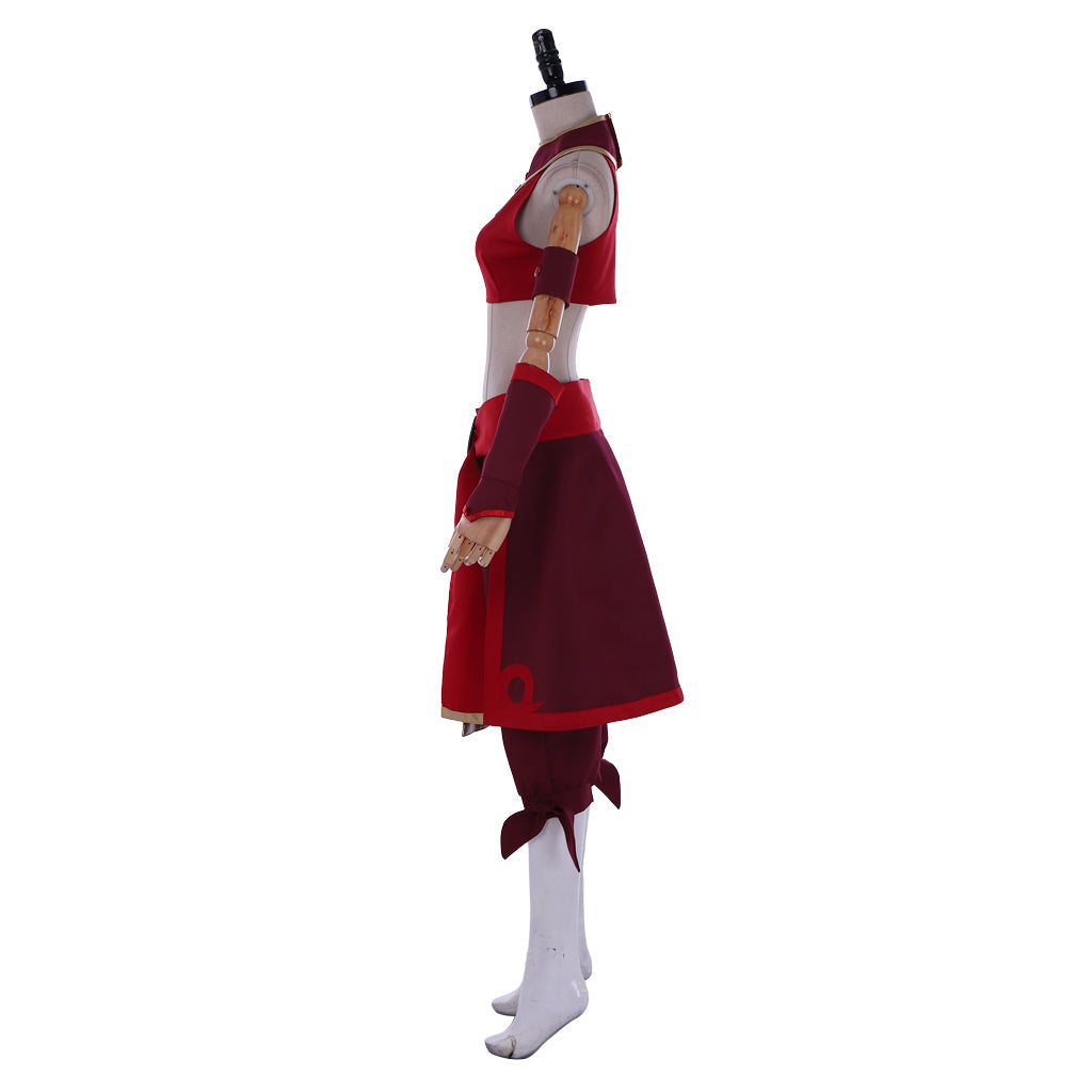 Halloweez Avatar: The Last Airbender Suki Cosplay Suit - Fire Nation Red Dress - Halloweez