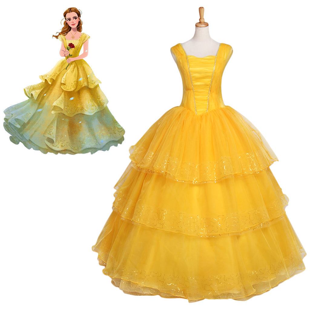 Costume de cosplay Belle pour Halloween | Robe de princesse Disney enchanteresse pour Halloween et cosplay