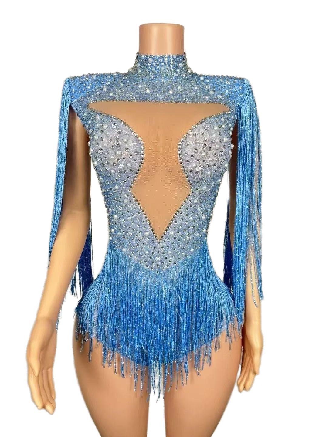 Summer New Hot Red Fringe Modern Dance Performance Costume Stage Talent Show Live Streaming Music Festival Performance Outfit - Halloweez