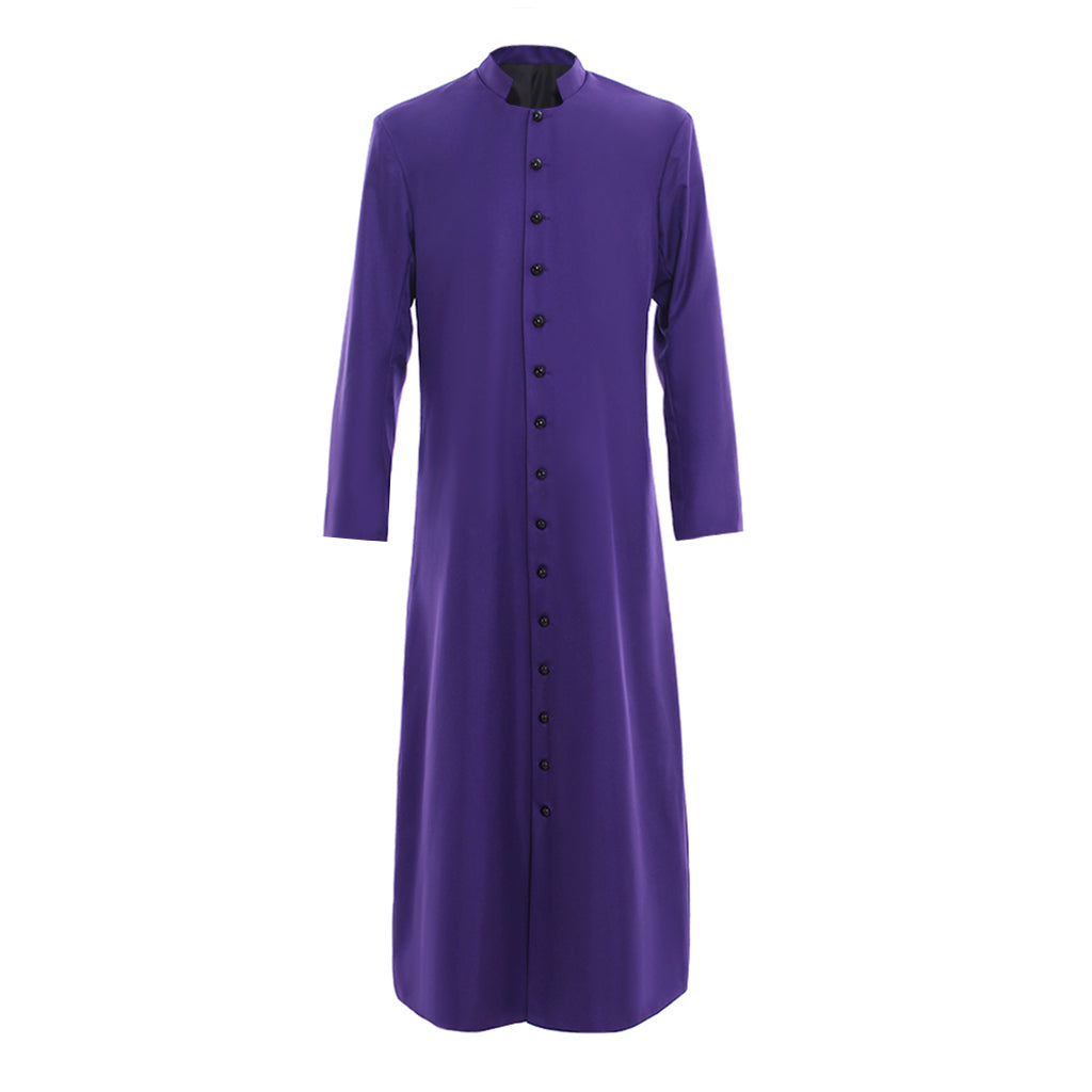 Men's Halloweez Purple Clergy Robes - Elegant Church Priest Cassock Robe for Liturgical Services - Halloweez