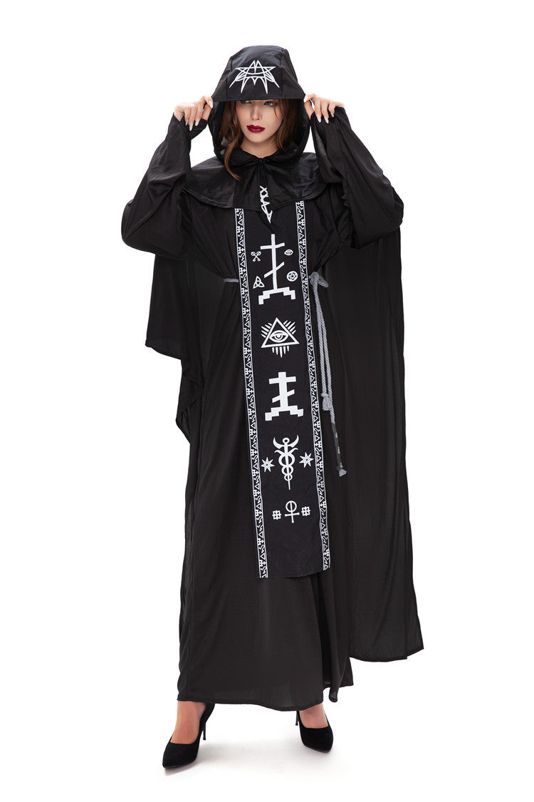 Wizard Black Robe Vampire Cosplay Costume for Halloween Couples 2020 New - Halloweez