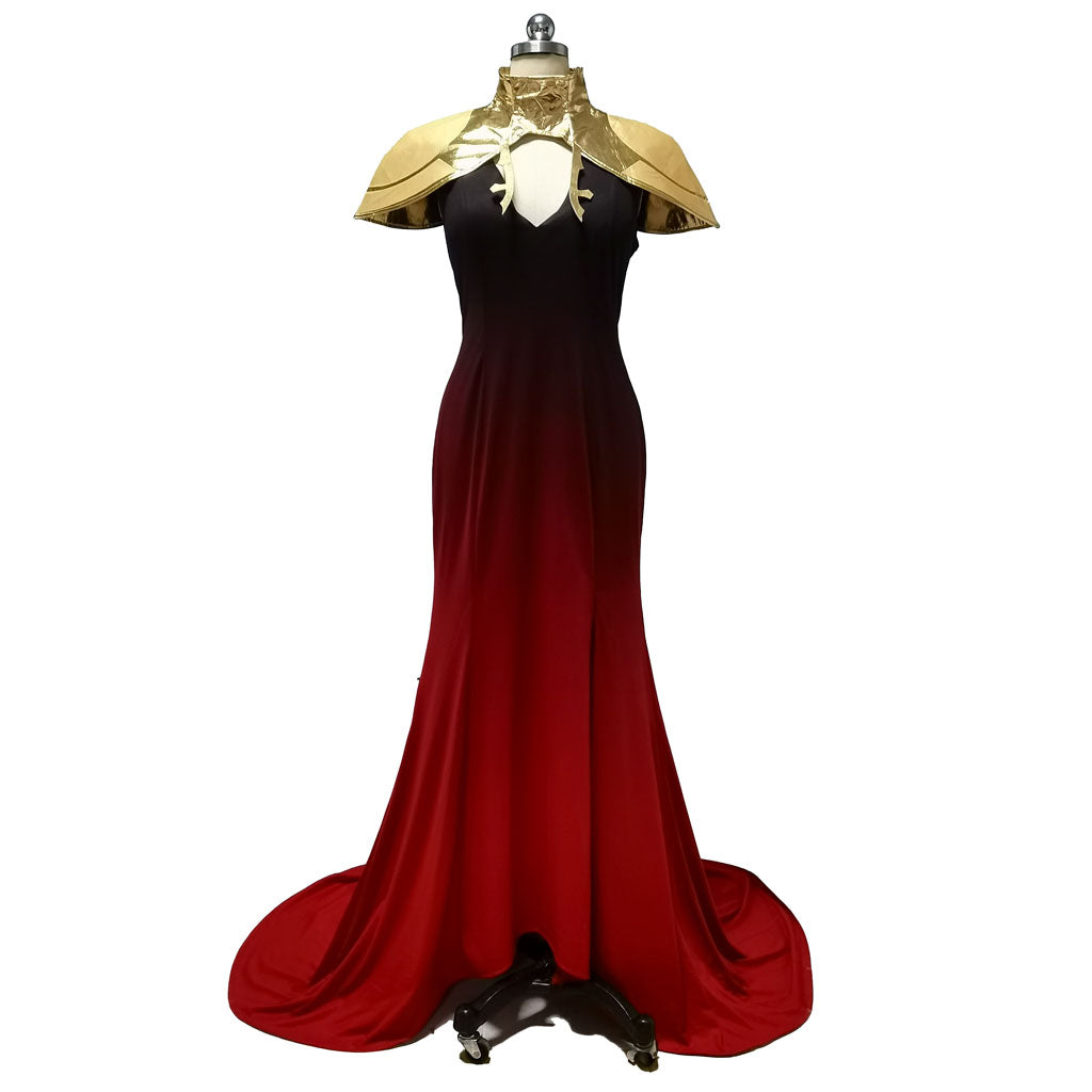 Embrace the Dark Glamour with the Halloweez Carmilla Cosplay Costume - Elegant Red Dress with Long White Wig