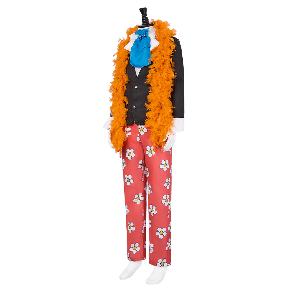 Anime One Piece Brook Cosplay Costume 2D Comic Con Floral Suit