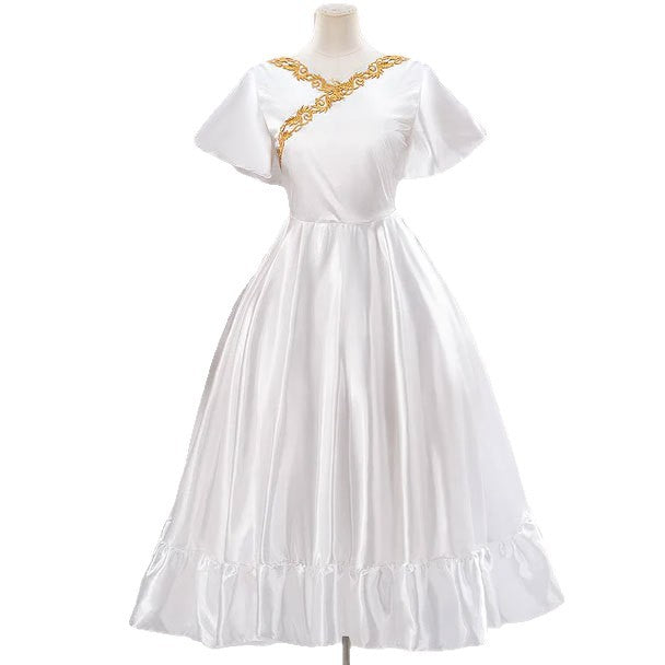Frieren's Ball Gown Cosplay Costume Halloween Frieren cosplay dress with gloves - Halloweez